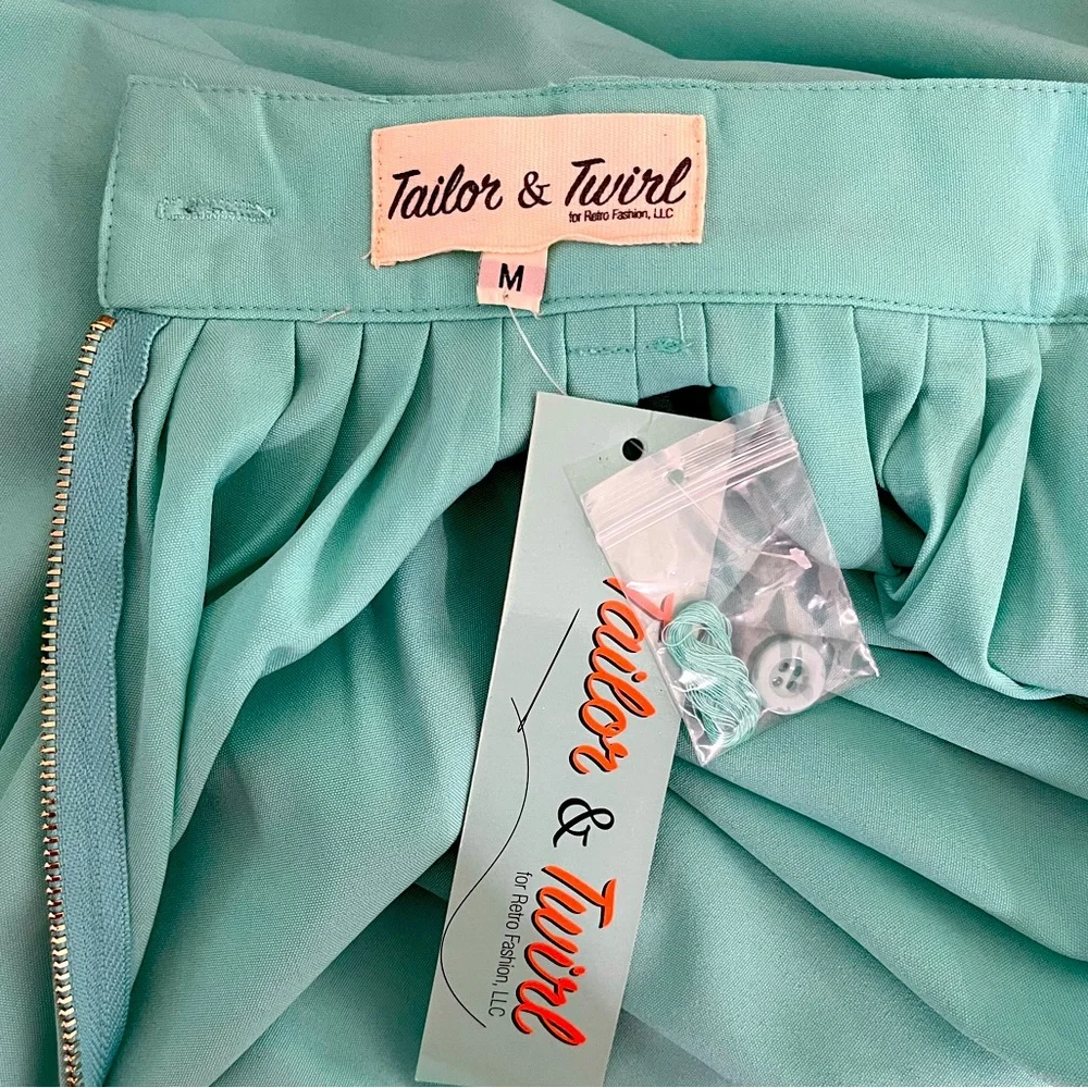 NWT Tailor & Twirl For Retro Fashion A-Line Midi Skirt in Seafoam Blue Size MED